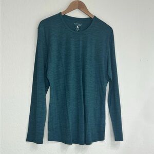 SEG'MENTS 100% Merino Wool Heathered Green Long Sleeve Base Layer Top XL